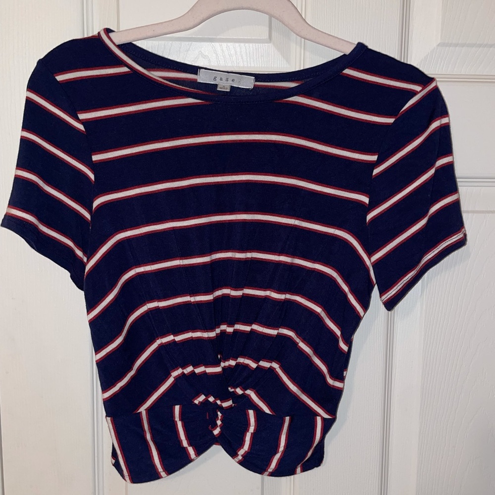 Striped red white & blue crop top